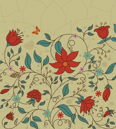  illustration of floral background made in retro styleのイラスト素材