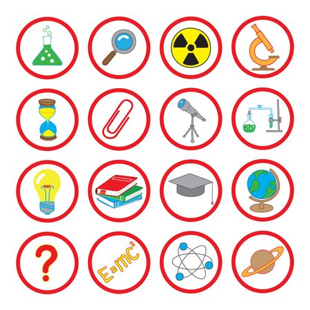 illustration of icons on the topic of scienceのイラスト素材