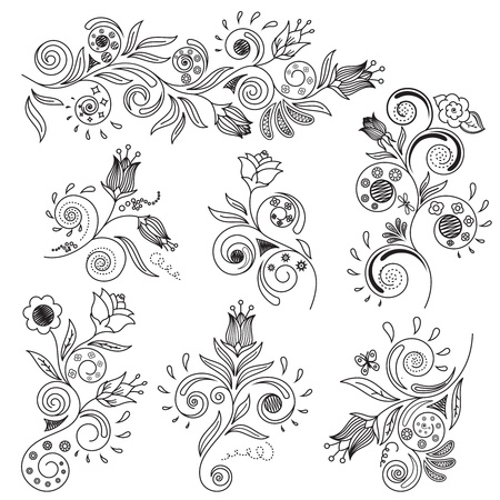  illustration of floral design elementsのイラスト素材