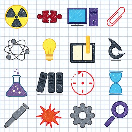 illustration of icons on the topic of scienceのイラスト素材