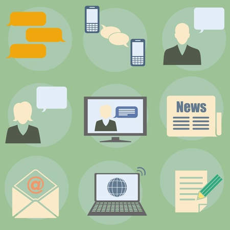  icons on the theme of communicationのイラスト素材