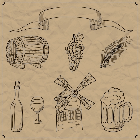 Vector illustration of objects on the topic of alcoholのイラスト素材