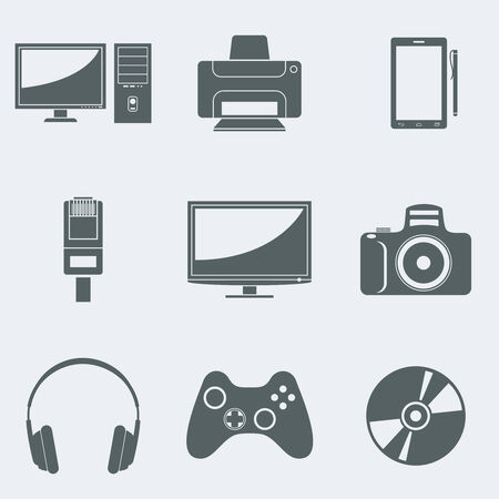 Vector icons on electronic equipmentのイラスト素材