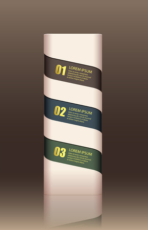 Vector illustration of abstract object with three numbered colored stripes. Labels for easy editing in a separate group.のイラスト素材