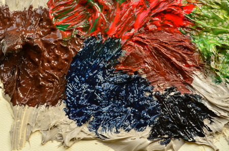 Fragment of oil abstract painting in shiny tones