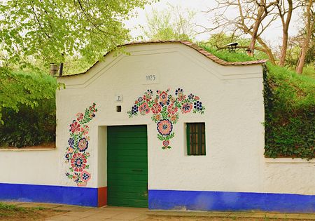 Traditional Wine Cellars - Plze, Petrov, Czech Republic, Europe. Wine lore and folklore. Moravian wine cellars.のeditorial素材