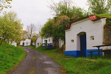 Traditional Wine Cellars - Plze, Petrov, Czech Republic, Europe. Wine lore and folklore. Moravian wine cellars.のeditorial素材