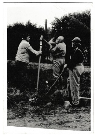 THE CZECHOSLOVAK SOCIALIST REPUBLIC - SEPTEMBER 20, 1988: Retro photo shows volunteers build a...