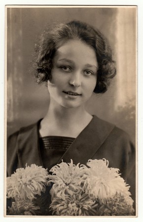THE CZECHOSLOVAK REPUBLIC - CIRCA 1930s: Vintage photo of a young woman