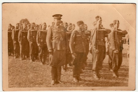 THE CZECHOSLOVAK  REPUBLIC - CIRCA 1930s: A vintage photo shows soldiers.