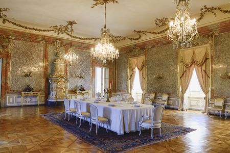 Baroque castle Valtice, Lednice-Valtice Cultural Landscape, national cultural landmark , South Moravia, Czech republic. Interior scene.のeditorial素材