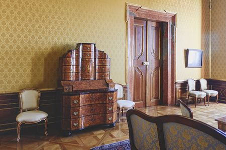 Valtice castle in Czech republic. National cultural monument, originally a gothic castle and former residence of Liechtenstein family. Castle is listed on the UNESCO World Cultural Heritage list. Interior.のeditorial素材