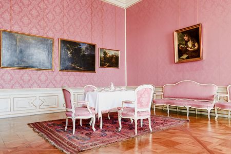 Valtice castle in Czech republic. National cultural monument, originally a gothic castle and former residence of Liechtenstein family. Castle is listed on the UNESCO World Cultural Heritage list. Interior.のeditorial素材