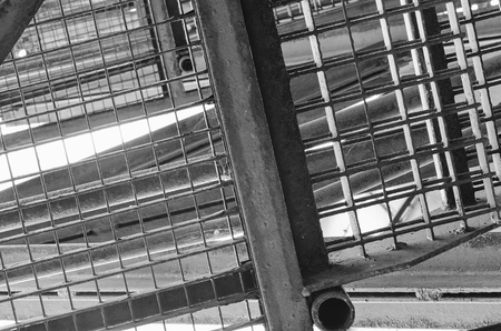 Industrial stairway. Close-up. Add grey tint effect.の写真素材