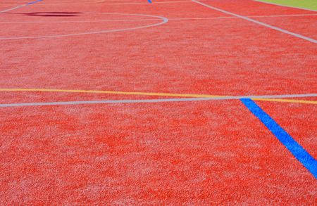 Color lines on playing field. Copy space. Sport texture and backgroundの写真素材