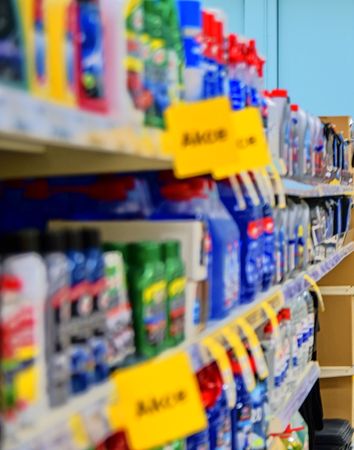 Blurred chemist section at retail store in Europe.  Store in local supermarket, defocused backgroundの写真素材