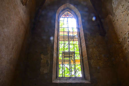 Gothic window. Ruins of medieval convent. Convent Rosa Coeli at Dolni Kounice, Czechiaの写真素材