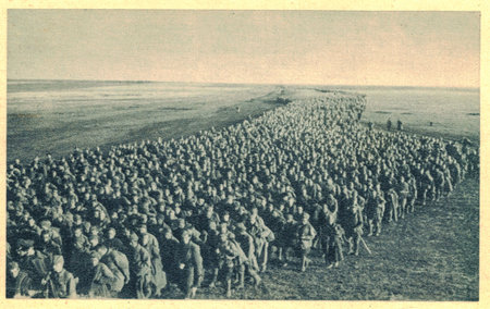 Thousands men marched on west of Russia. Semyon Budyonny, Semyon Timoshenko and Kliment Voroshilov were the Cavalry Army clique leaders, and a supporter of Stalin.のeditorial素材