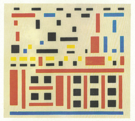Composition 1917 no. 4 (leaving the factory), 1917, oil on canvas. Painting by Bart Van der Leck.のeditorial素材