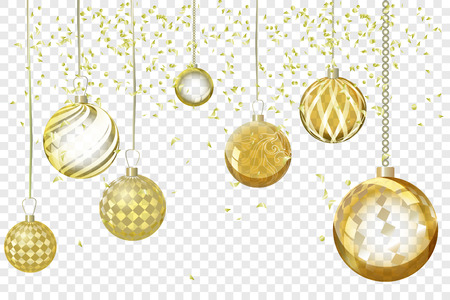 Vector golden xmas background abstract. Christmas ball snow ornaのイラスト素材