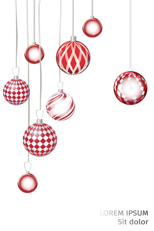 Vector red xmas background abstract. Christmas ball snow ornamenのイラスト素材