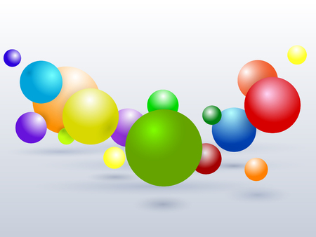 Multicolored geometric vector 3d background futuristic design. Colorful graphic balls. Abstract digital shape circles. Rainbow modern sphere backdrop.のイラスト素材