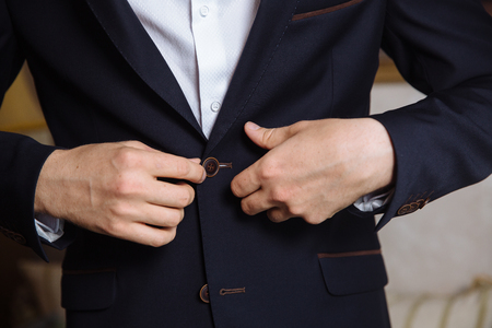 man wears a black jacket. concept of businessの写真素材