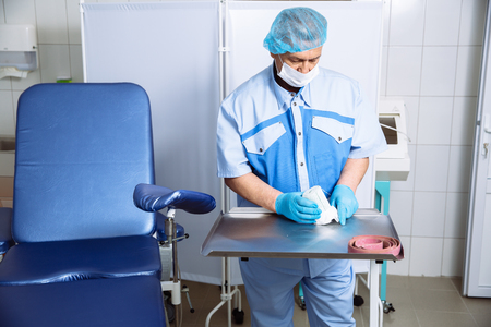 Doctor in operating room with medical tools. Concept of hospitalの写真素材
