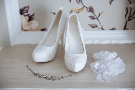 Wedding jewelry. Accessories of the bride. Shoes braceletの写真素材