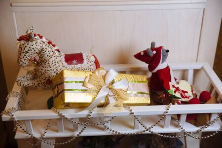 Merry Christmas and New Year 2017 presents, toys, decorationの写真素材
