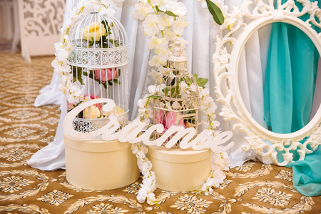 table decoration in wedding dayの写真素材