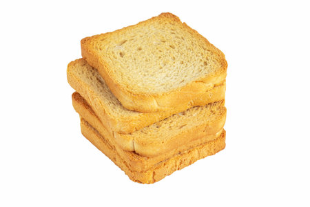 slice of bread on white background