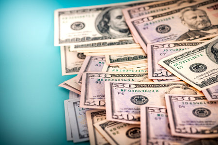 Dollars macro shooting. Inflation concept. American dollar banknotes close up.