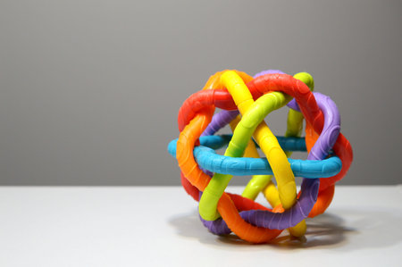 abstract multicolored round large rubber wire ball  to illustrate the topic of communication, online...