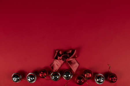 New Year's decor and frame with space for text. Christmas, holiday, give, count days, frame. flatlayの写真素材
