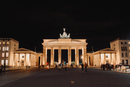 view of the famous brandenburg gate Brandenburger Tor in Berlin in the eveningのeditorial素材