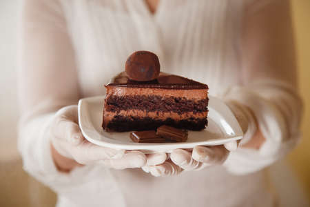 Delicious cakes, chocolate cake, chocolate, handmade sweetsの写真素材