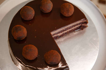 Delicious cakes, chocolate cake, chocolate, handmade sweetsの写真素材