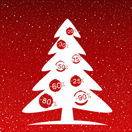 Fir-tree winter Christmas sale. Spurse with discounts on festive background. Vector illustration.のイラスト素材