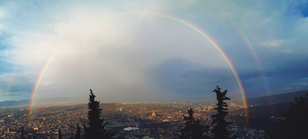Rainbow over Tbilisi after rainの素材