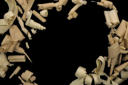 carpentry chips in the carpentry workshop. copy spaceの写真素材