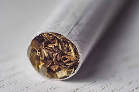 Cigarette macro on White backgroundの写真素材