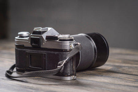 Retro illustration. Closeup collection vintage camera