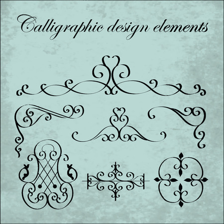 Calligraphic design elements - wrought iron, vector, illustration. Print for decoration.のイラスト素材