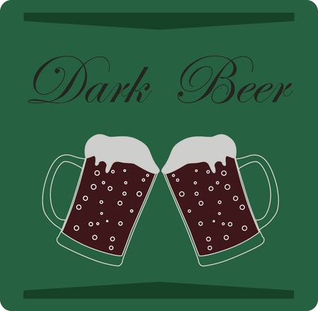 Dark beer on green background. Vector illustration. Print for posters.のイラスト素材