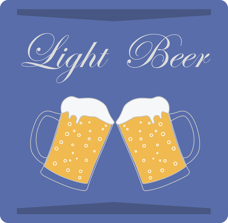 Light beer on blue background, vector, illustration. Print for posters.のイラスト素材