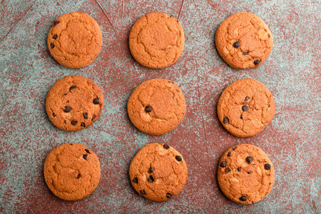 Cookies, cookies on different backgrounds, oatmeal cookies with chocolate.
