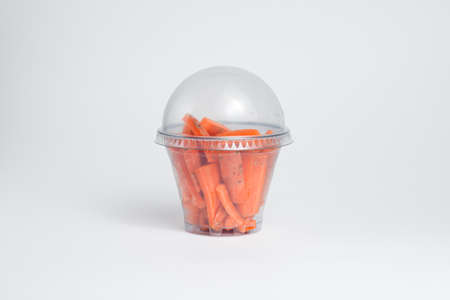 carrots, carrots in a package with you, on a white backgroundの写真素材