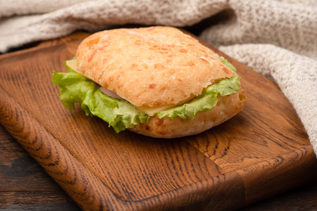 Sandwich, sandwich with different fillings, on a wooden background.