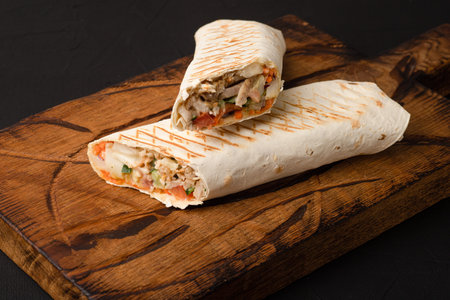 shawarma, shawarma on a black background, georgian cuisine